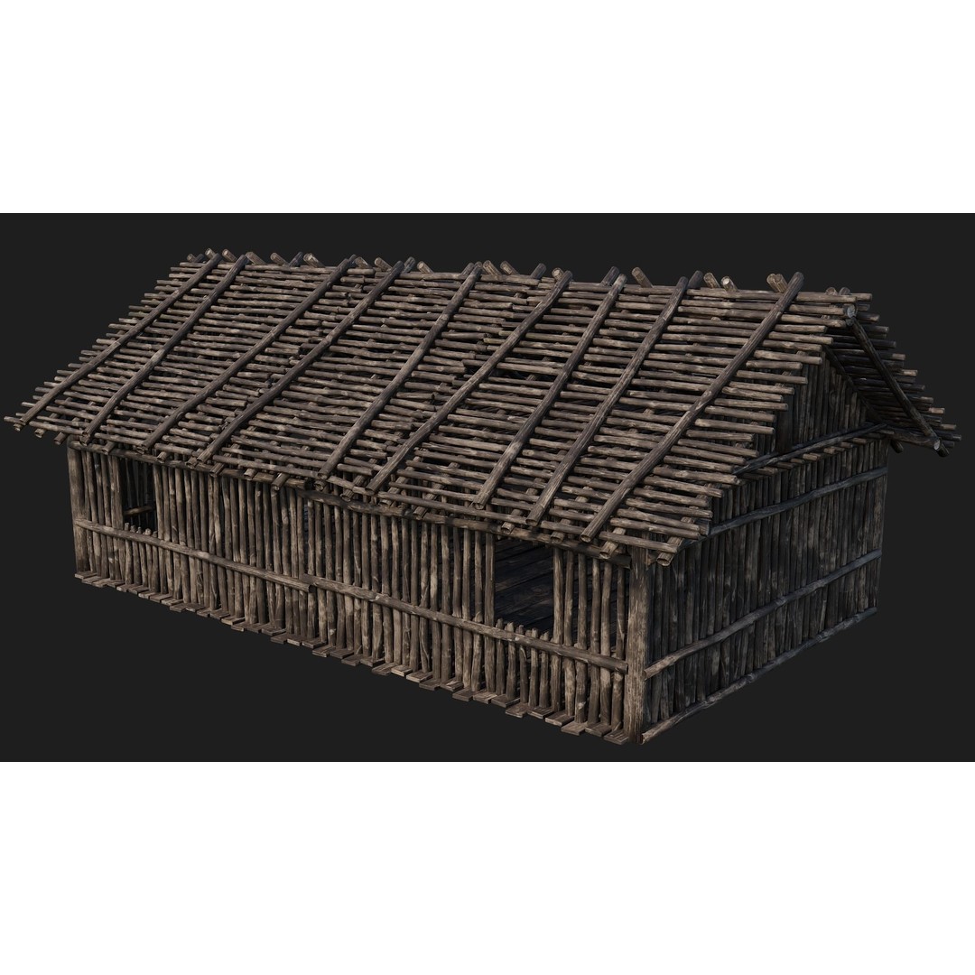 Old Wooden Houses 3D Model – Low Poly Game Ready with PBR Textures - View 21