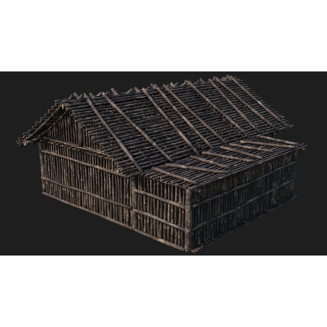 Old Wooden Houses 3D Model – Low Poly Game Ready with PBR Textures - View 22
