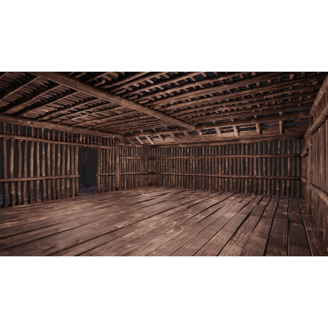 Old Wooden Houses 3D Model – Low Poly Game Ready with PBR Textures - View 23