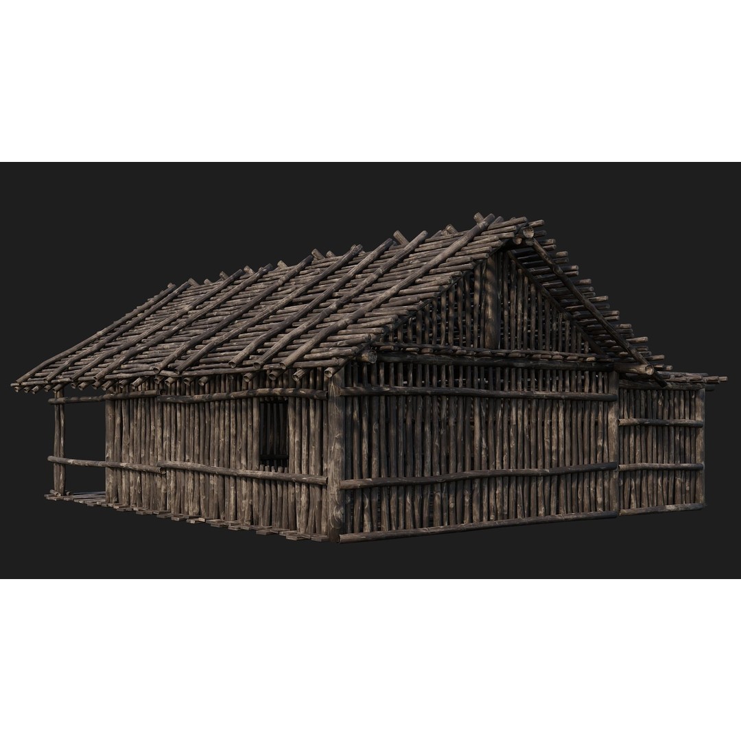Old Wooden Houses 3D Model – Low Poly Game Ready with PBR Textures - View 26