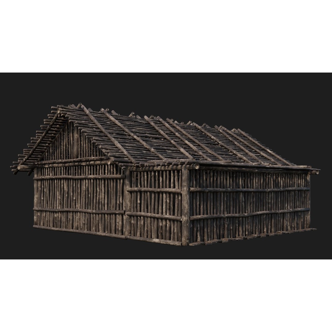 Old Wooden Houses 3D Model – Low Poly Game Ready with PBR Textures - View 27