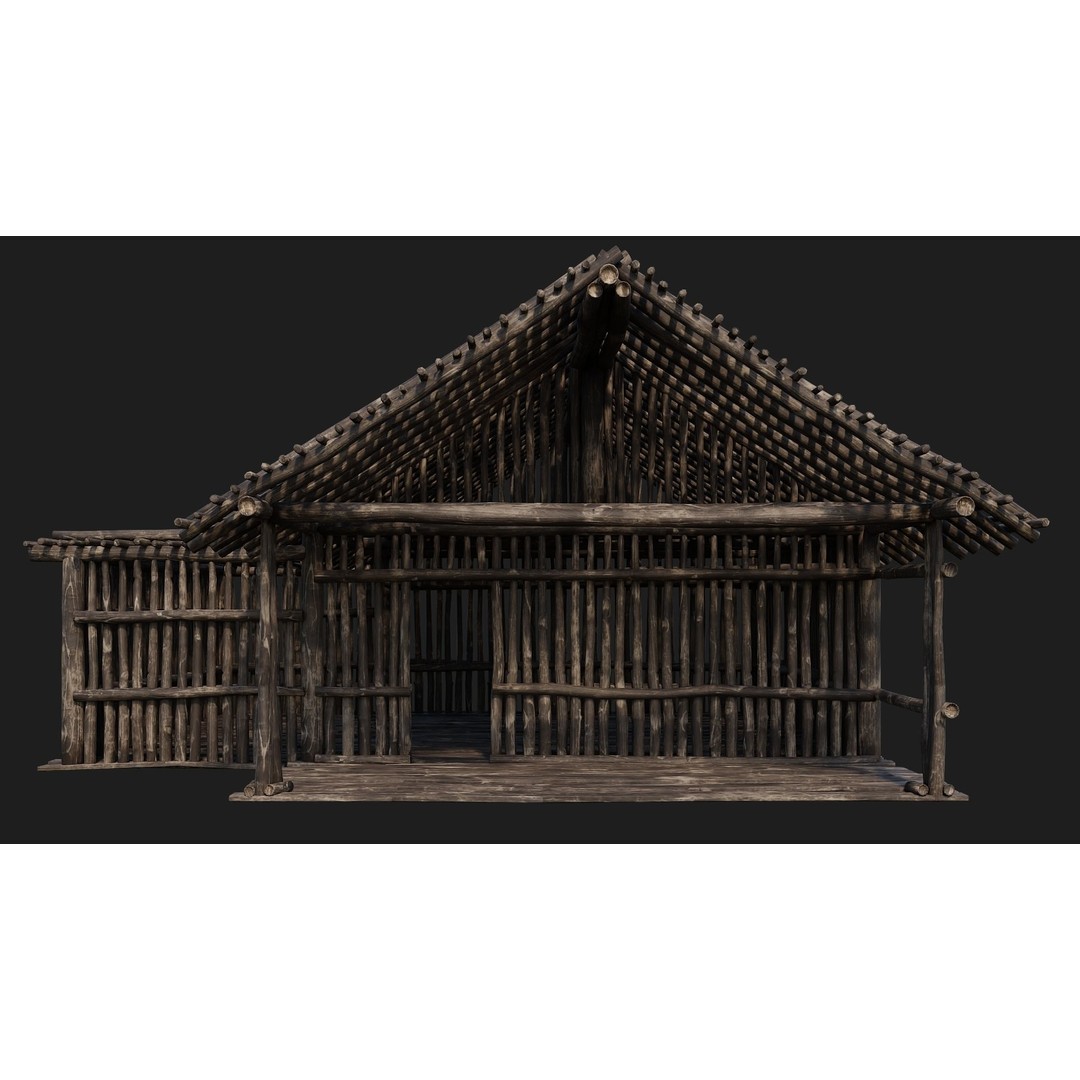 Old Wooden Houses 3D Model – Low Poly Game Ready with PBR Textures - View 28