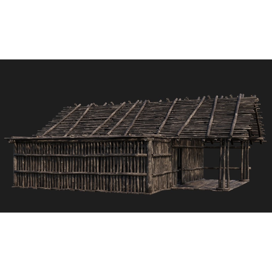 Old Wooden Houses 3D Model – Low Poly Game Ready with PBR Textures - View 29