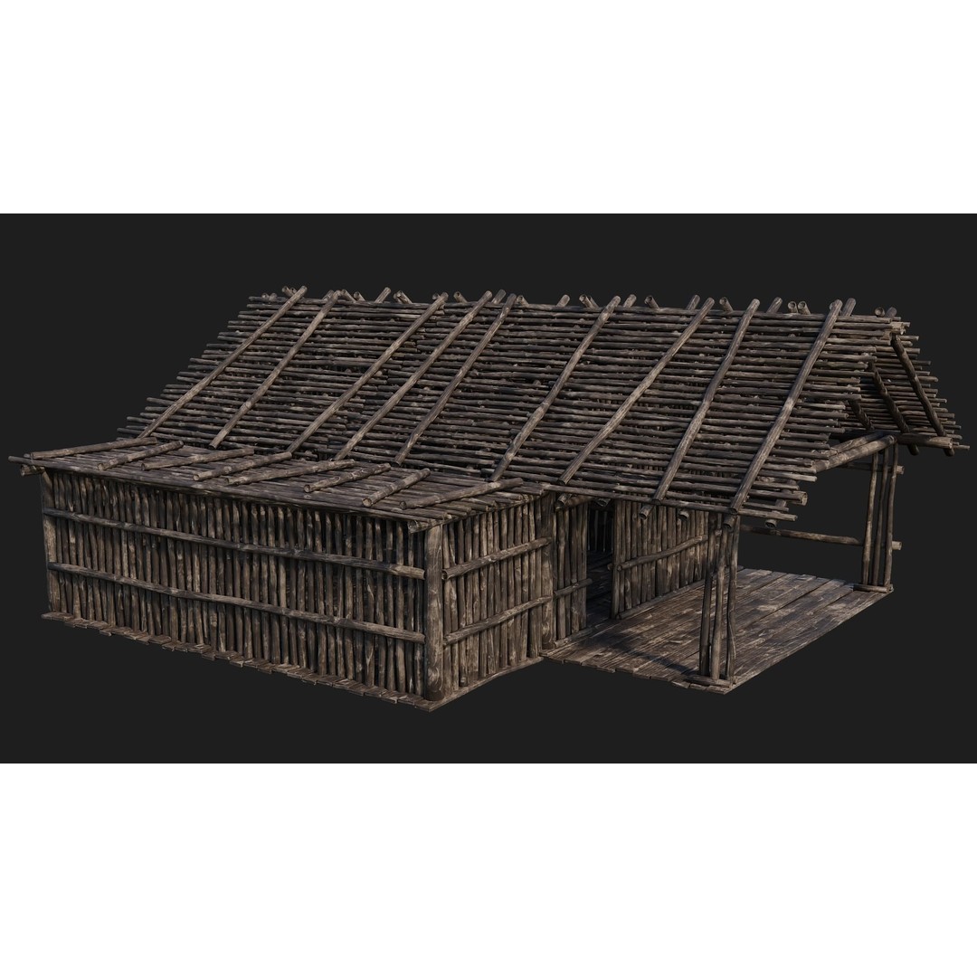 Old Wooden Houses 3D Model – Low Poly Game Ready with PBR Textures - View 30