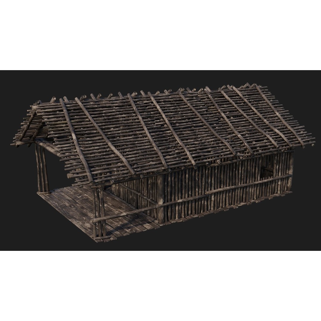 Old Wooden Houses 3D Model – Low Poly Game Ready with PBR Textures - View 31