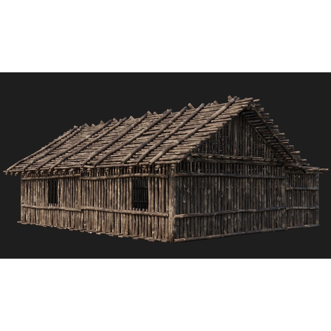 Old Wooden Houses 3D Model – Low Poly Game Ready with PBR Textures - View 37