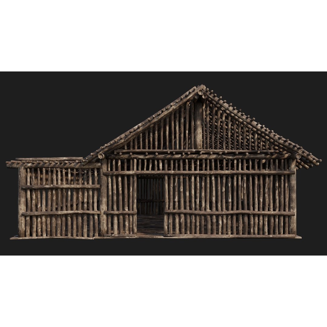 Old Wooden Houses 3D Model – Low Poly Game Ready with PBR Textures - View 39