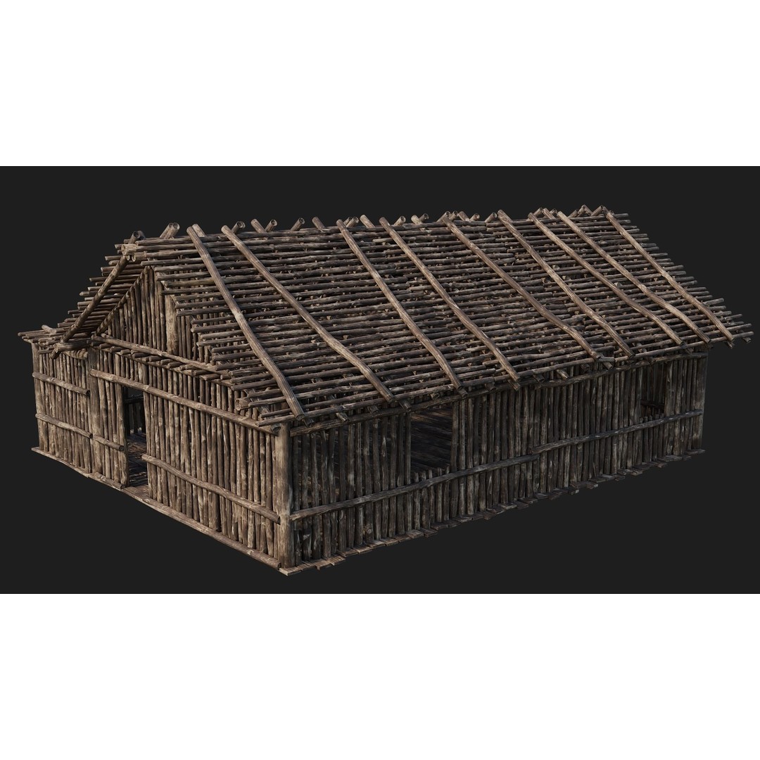 Old Wooden Houses 3D Model – Low Poly Game Ready with PBR Textures - View 42