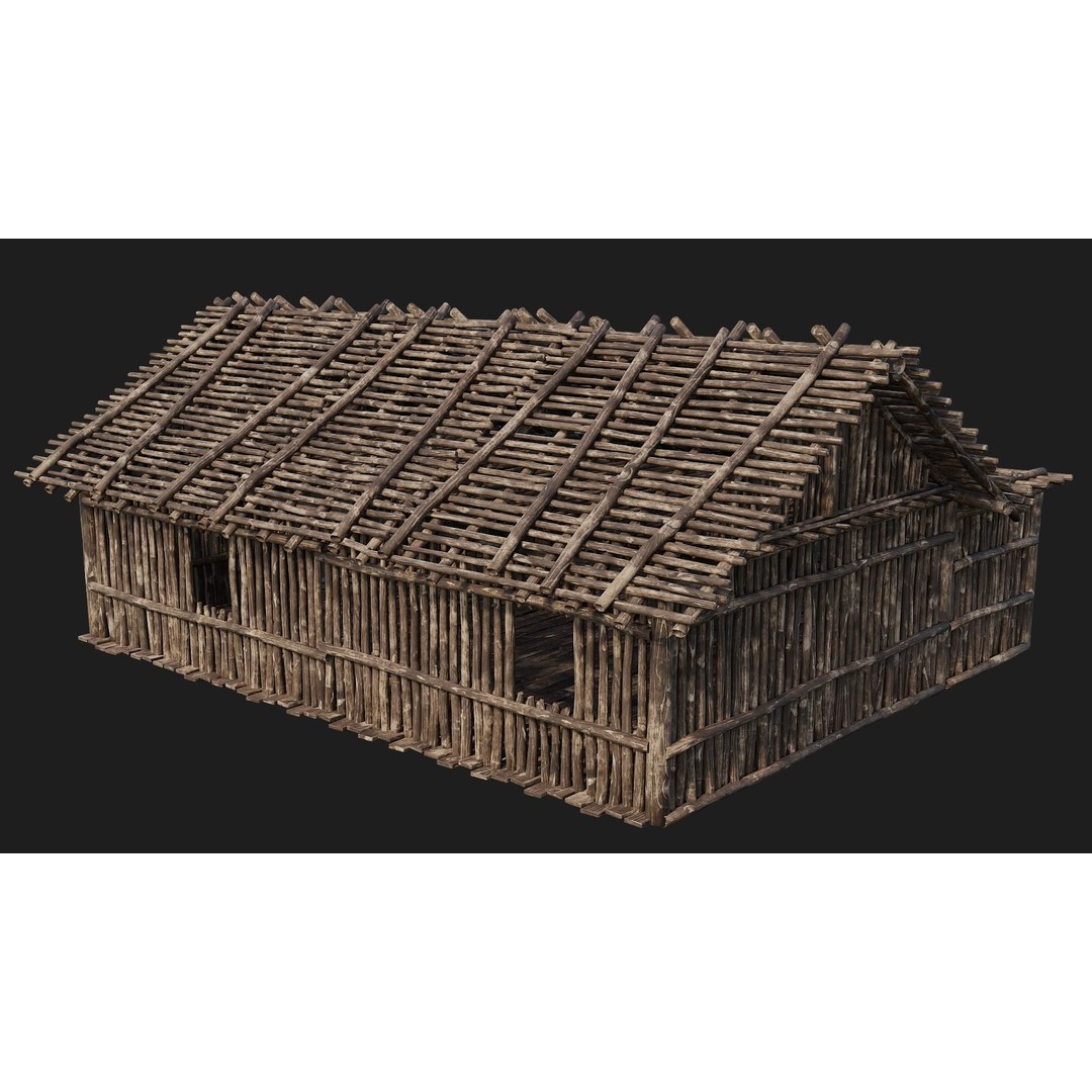 Old Wooden Houses 3D Model – Low Poly Game Ready with PBR Textures - View 43