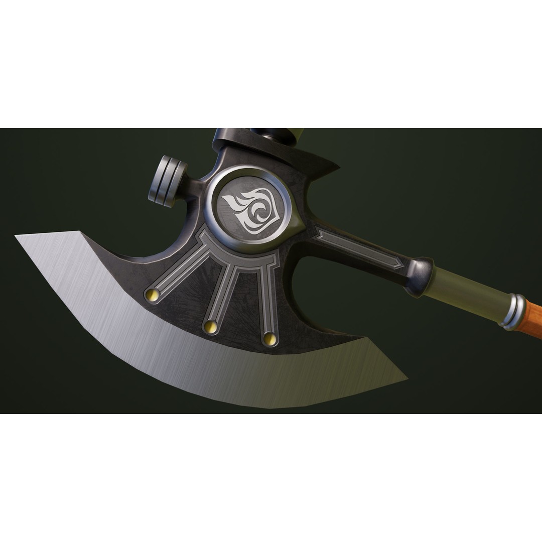 Battle Axe 3D Model – Low Poly PBR Weapon, FBX & Textures Included - View 10