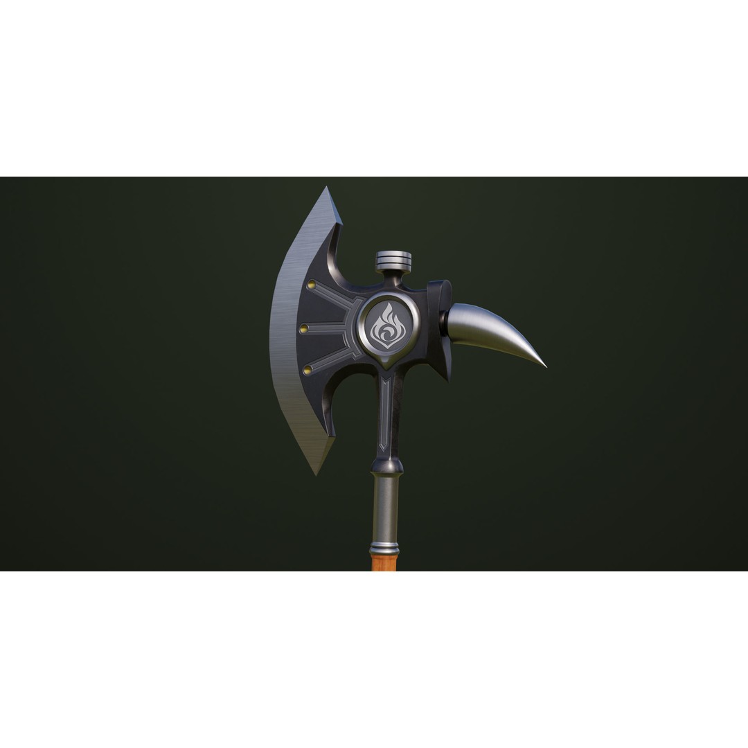 Battle Axe 3D Model – Low Poly PBR Weapon, FBX & Textures Included - View 11