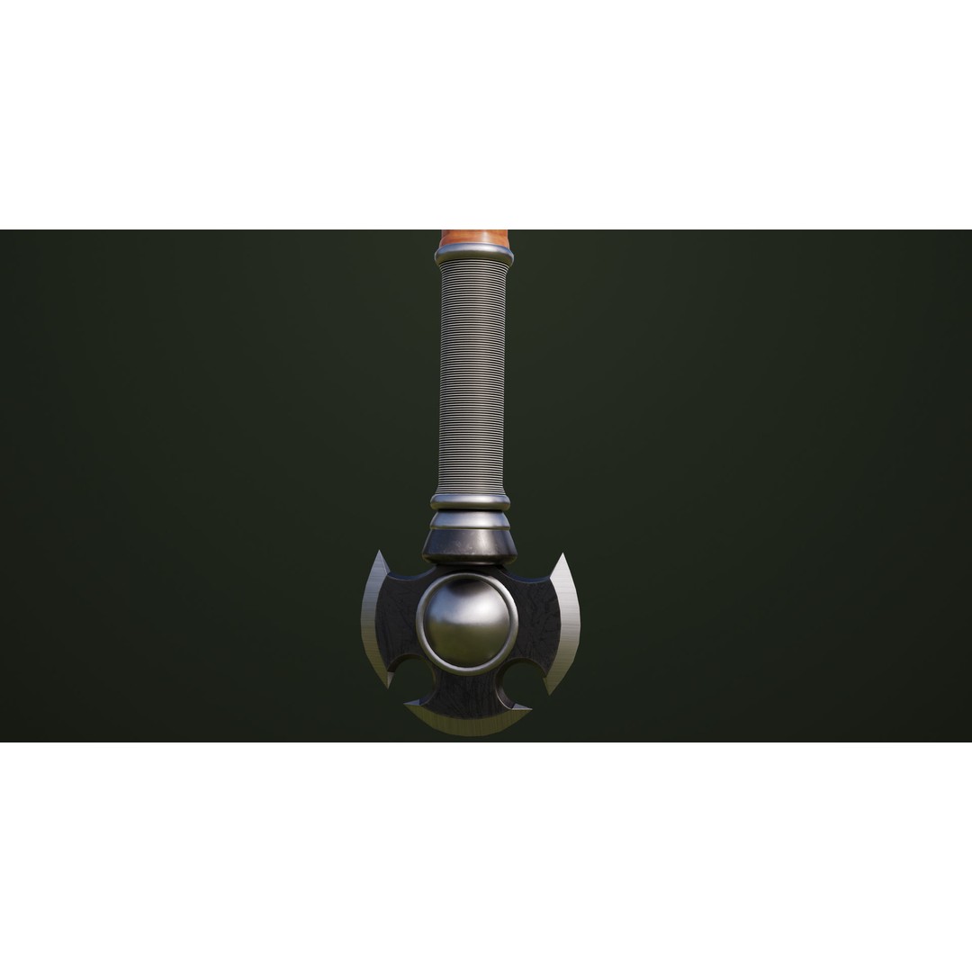 Battle Axe 3D Model – Low Poly PBR Weapon, FBX & Textures Included - View 12