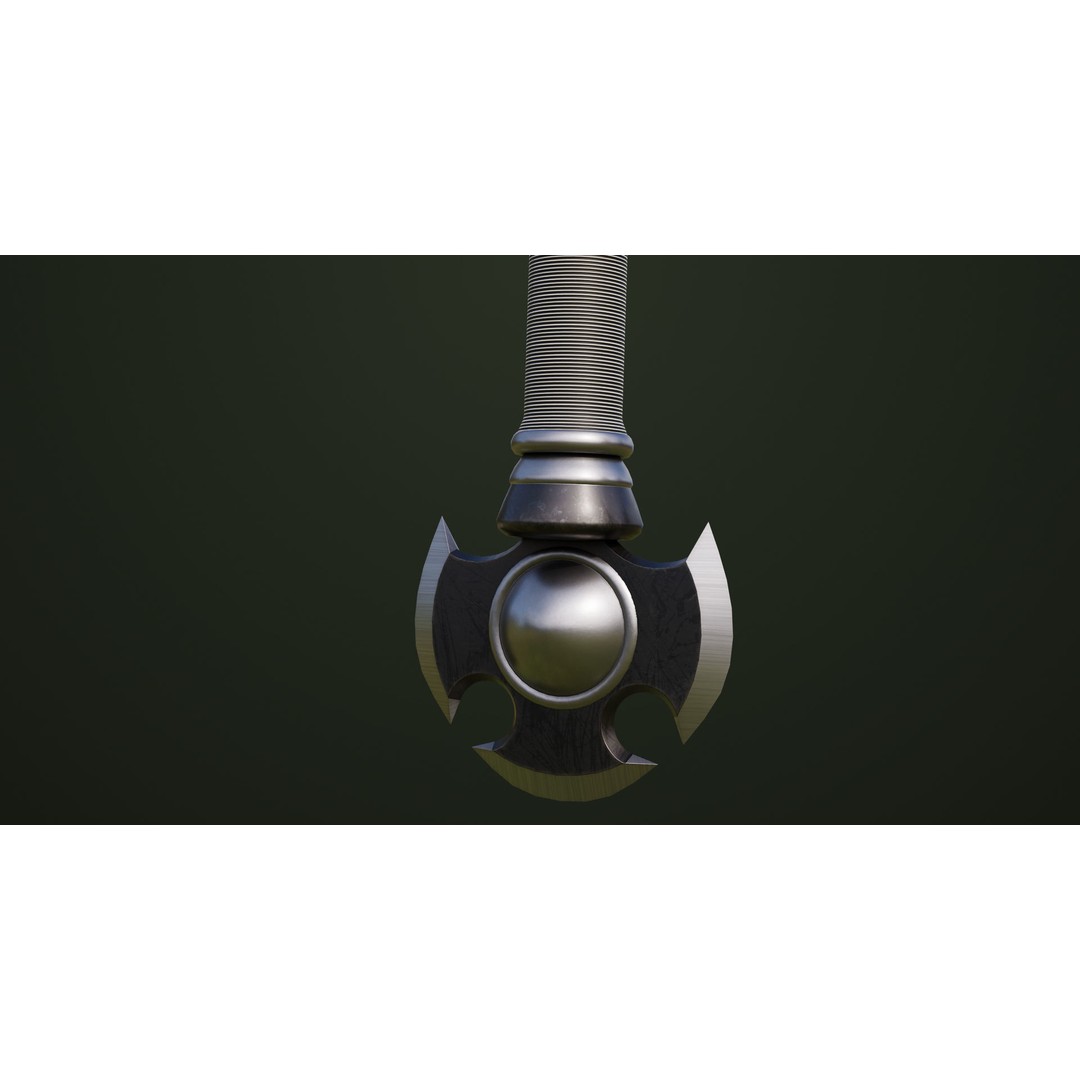 Battle Axe 3D Model – Low Poly PBR Weapon, FBX & Textures Included - View 13