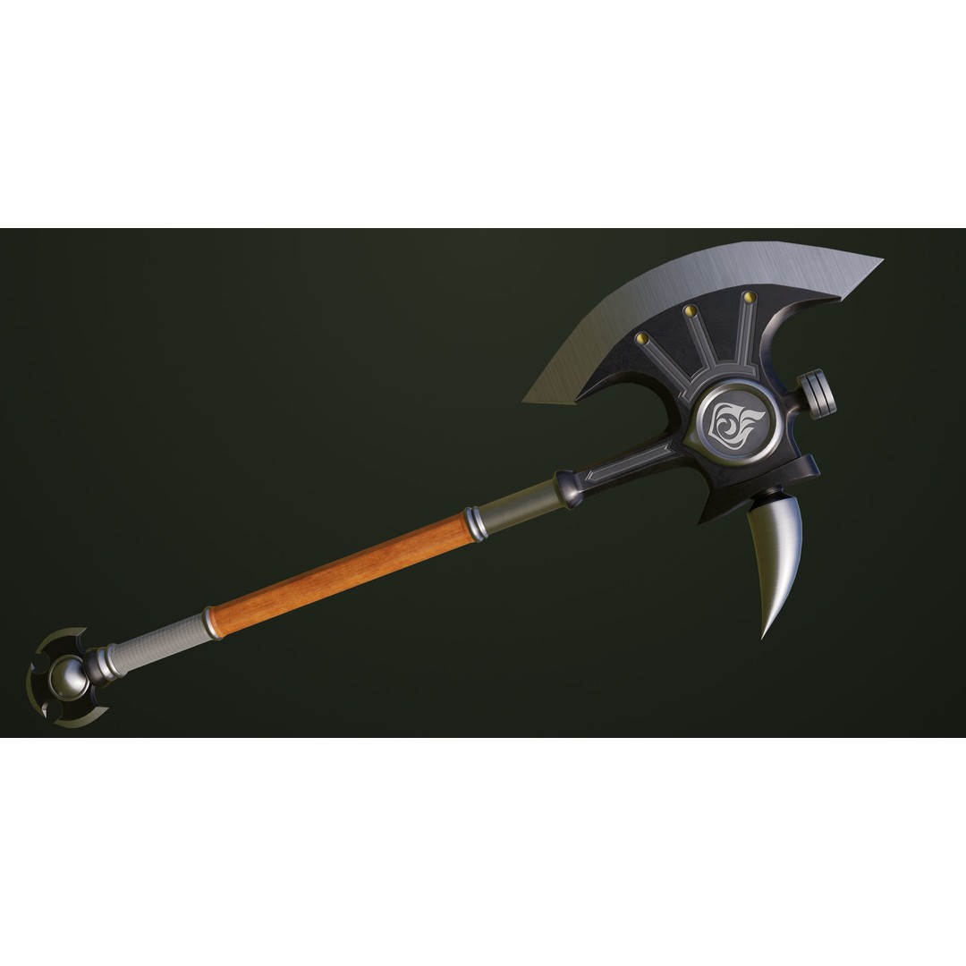 Battle Axe 3D Model – Low Poly PBR Weapon, FBX & Textures Included - View 17