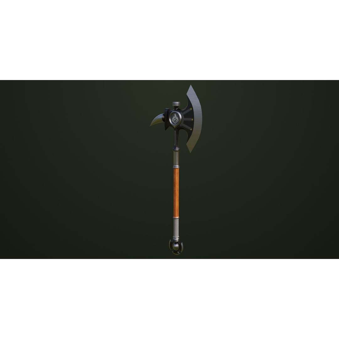 Battle Axe 3D Model – Low Poly PBR Weapon, FBX & Textures Included - View 5