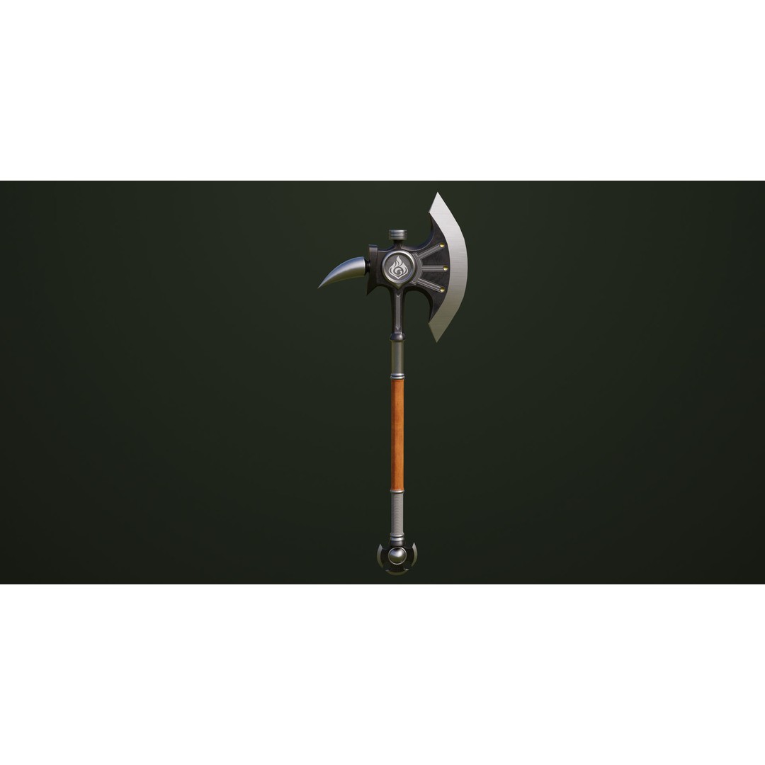 Battle Axe 3D Model – Low Poly PBR Weapon, FBX & Textures Included - View 6