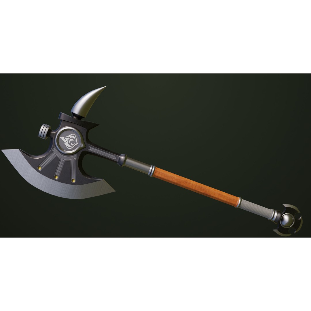 Battle Axe 3D Model – Low Poly PBR Weapon, FBX & Textures Included - View 8