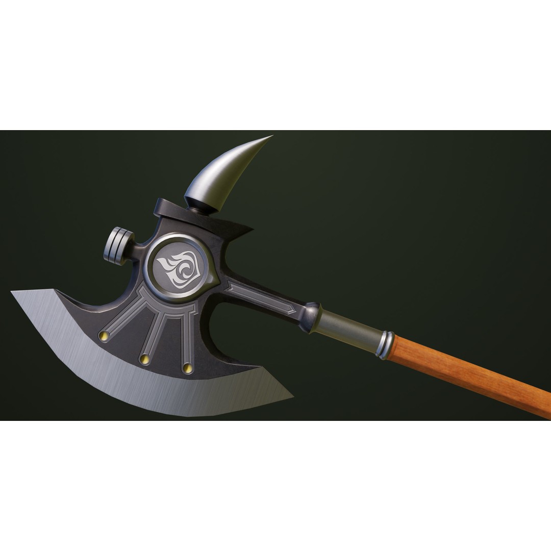 Battle Axe 3D Model – Low Poly PBR Weapon, FBX & Textures Included - View 9