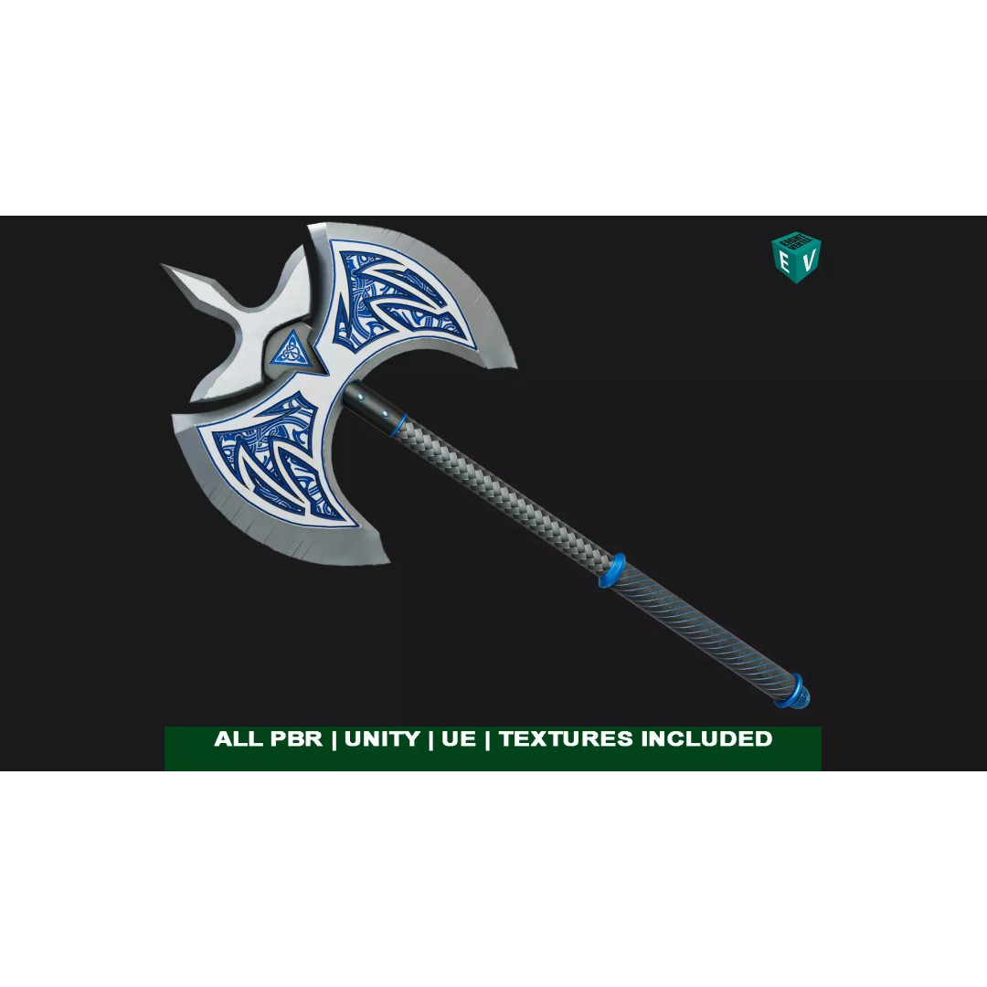 Battle Axe 3D Model – Low Poly PBR Weapon for Games, FBX - View 2