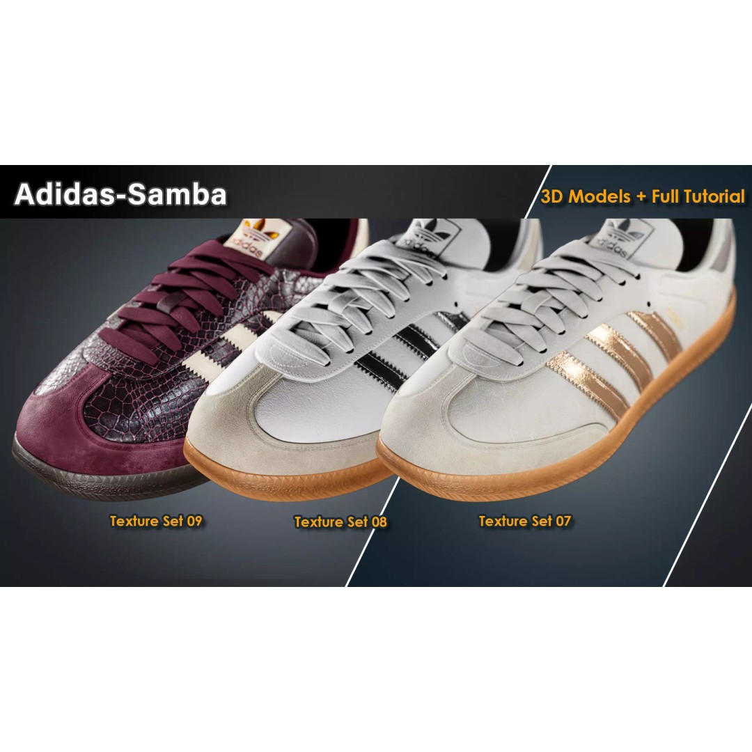 Adidas Samba Sneakers 3D Model – Low Poly Game Asset, FBX, PBR - View 10