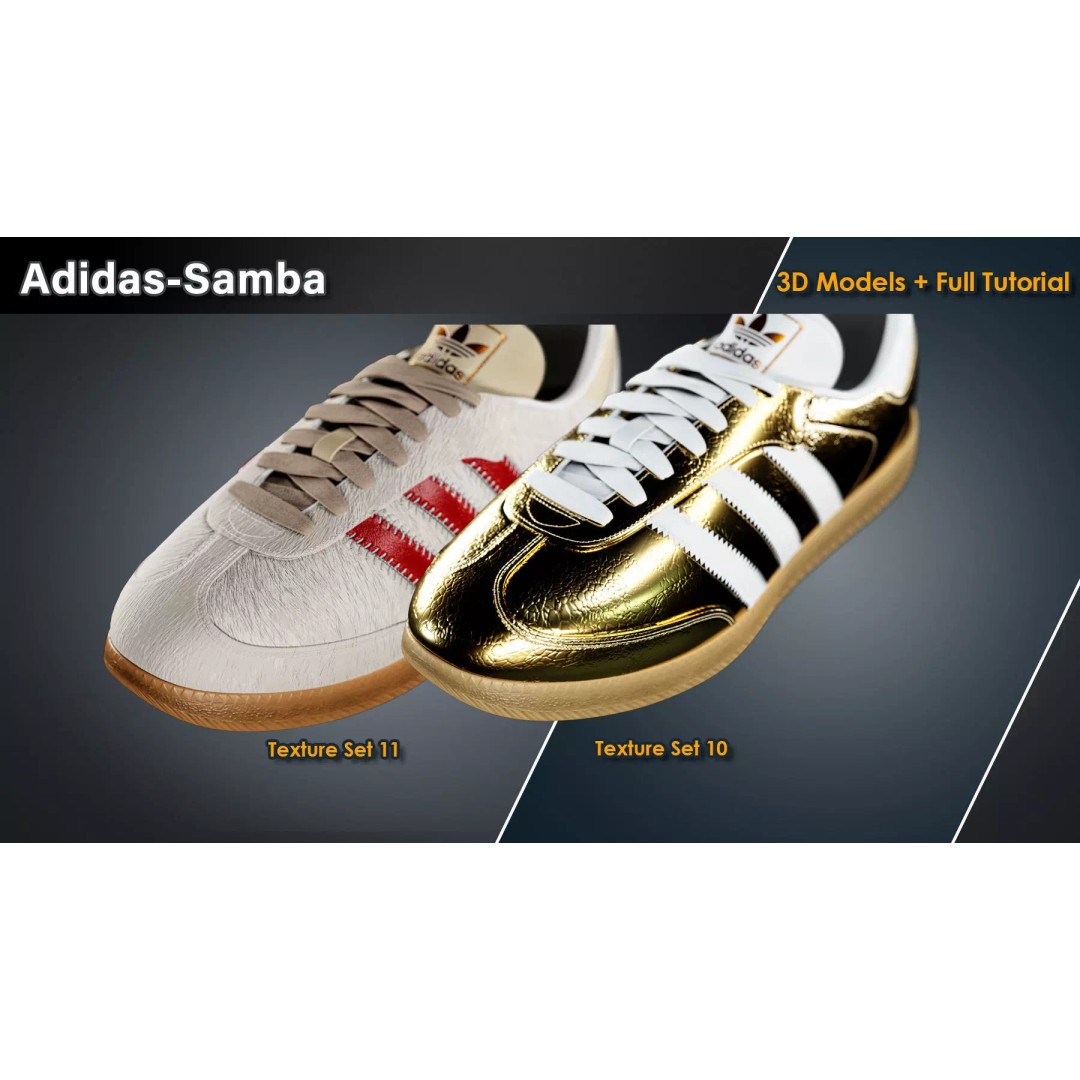 Adidas Samba Sneakers 3D Model – Low Poly Game Asset, FBX, PBR - View 11