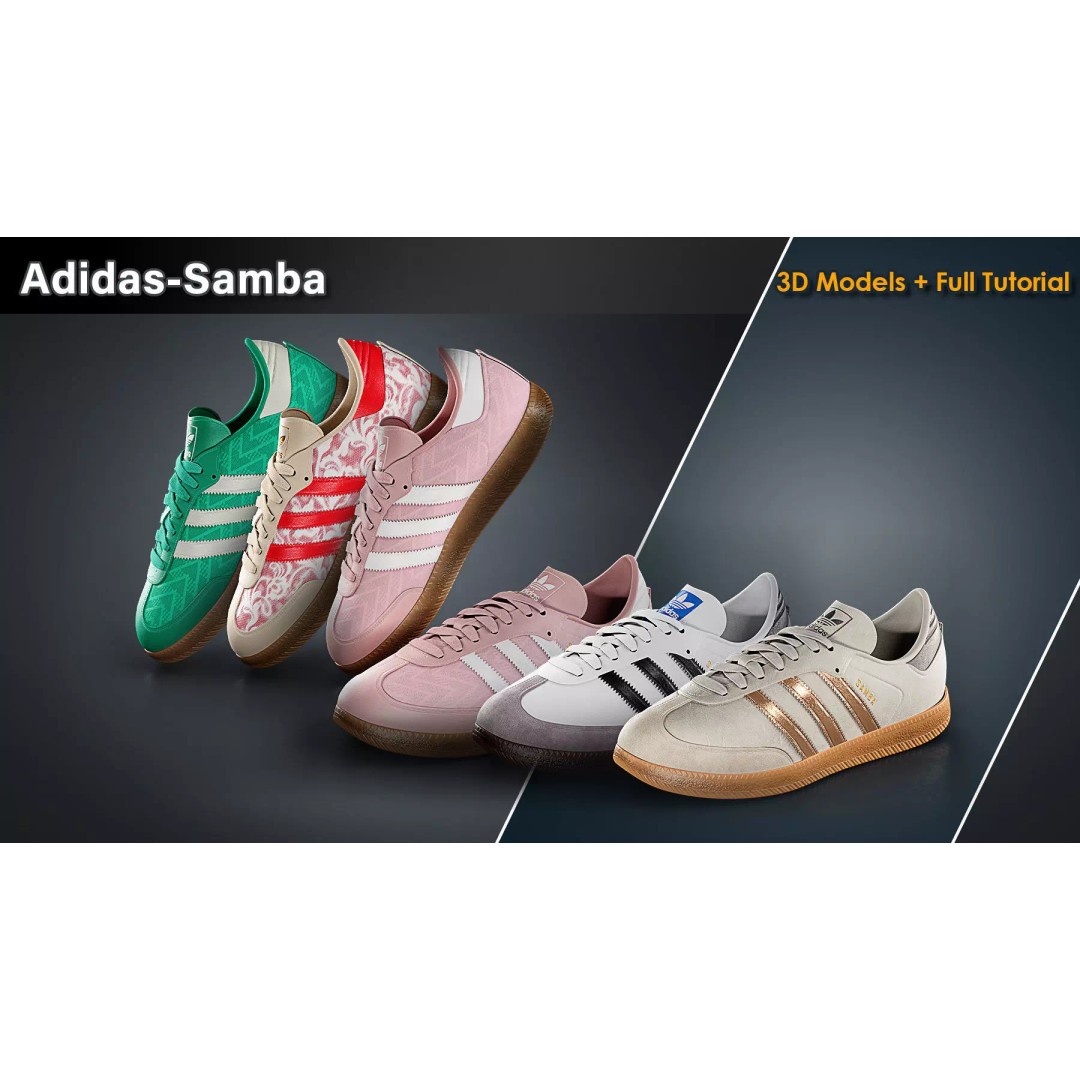 Adidas Samba Sneakers 3D Model – Low Poly Game Asset, FBX, PBR - View 2