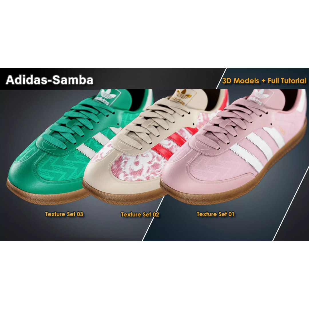 Adidas Samba Sneakers 3D Model – Low Poly Game Asset, FBX, PBR - View 8