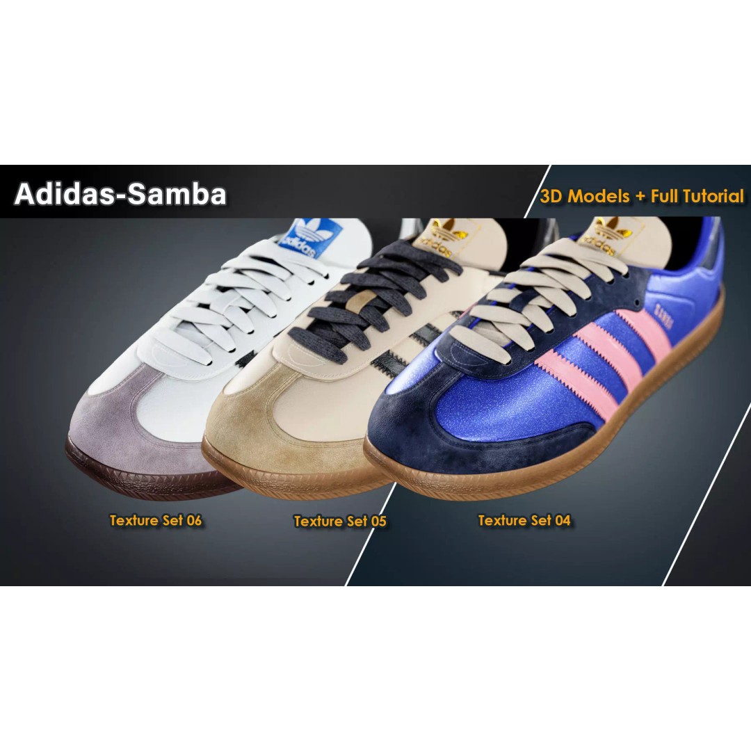 Adidas Samba Sneakers 3D Model – Low Poly Game Asset, FBX, PBR - View 9