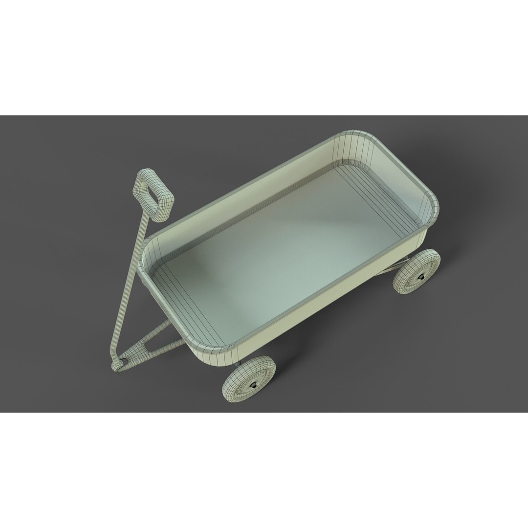 Red Wagon 3D Model – Low Poly Toy with PBR Textures, FBX, OBJ