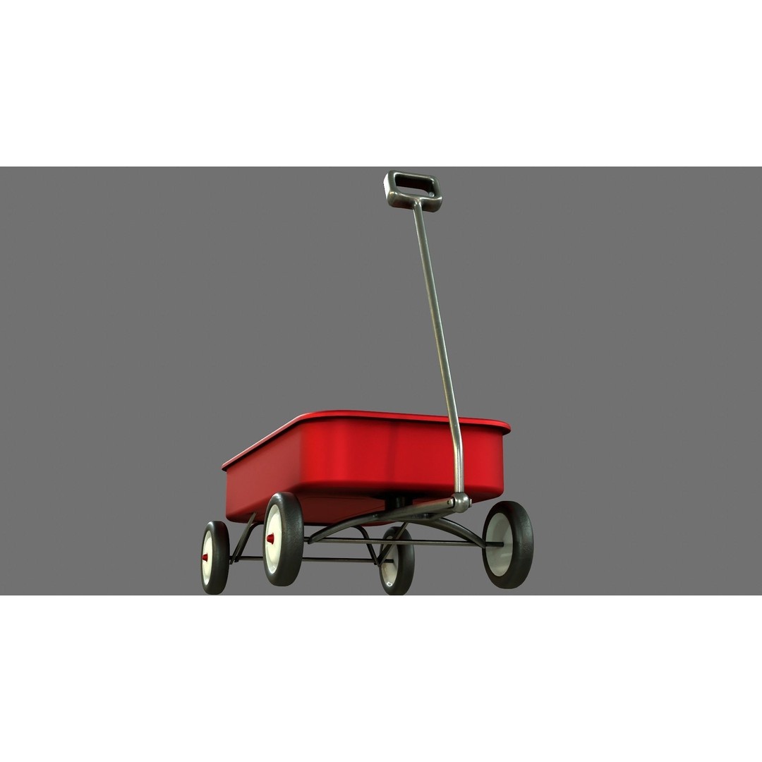 Red Wagon 3D Model – Low Poly Toy with PBR Textures, FBX, OBJ - View 10