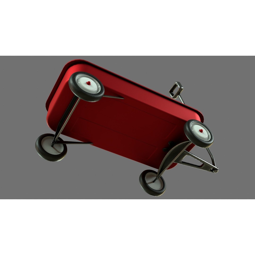 Red Wagon 3D Model – Low Poly Toy with PBR Textures, FBX, OBJ - View 11