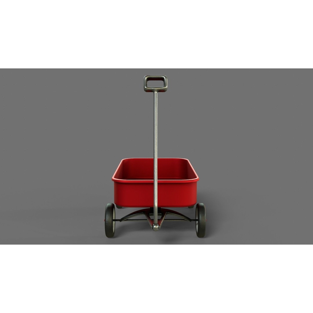 Red Wagon 3D Model – Low Poly Toy with PBR Textures, FBX, OBJ - View 13