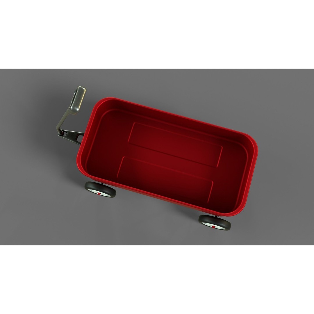 Red Wagon 3D Model – Low Poly Toy with PBR Textures, FBX, OBJ - View 14