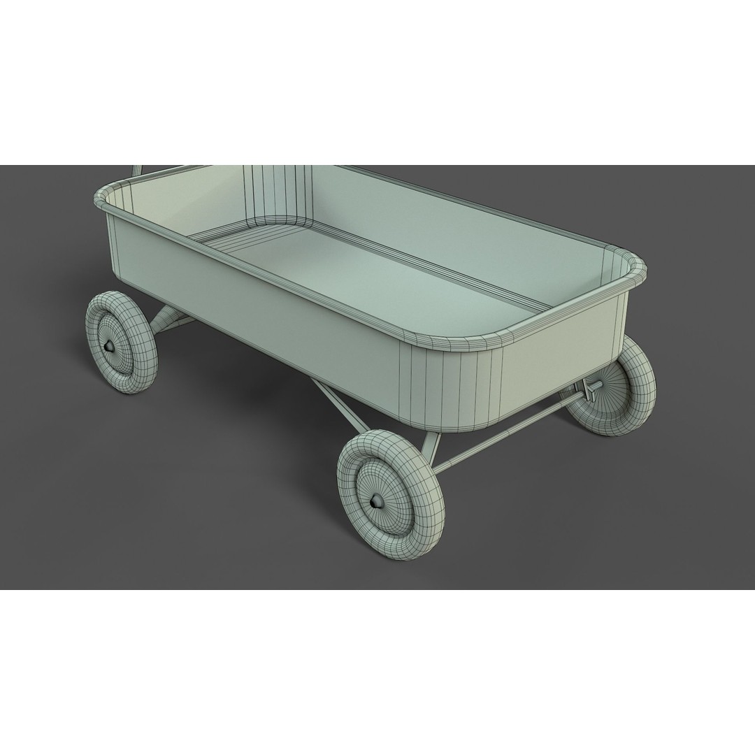 Red Wagon 3D Model – Low Poly Toy with PBR Textures, FBX, OBJ - View 15