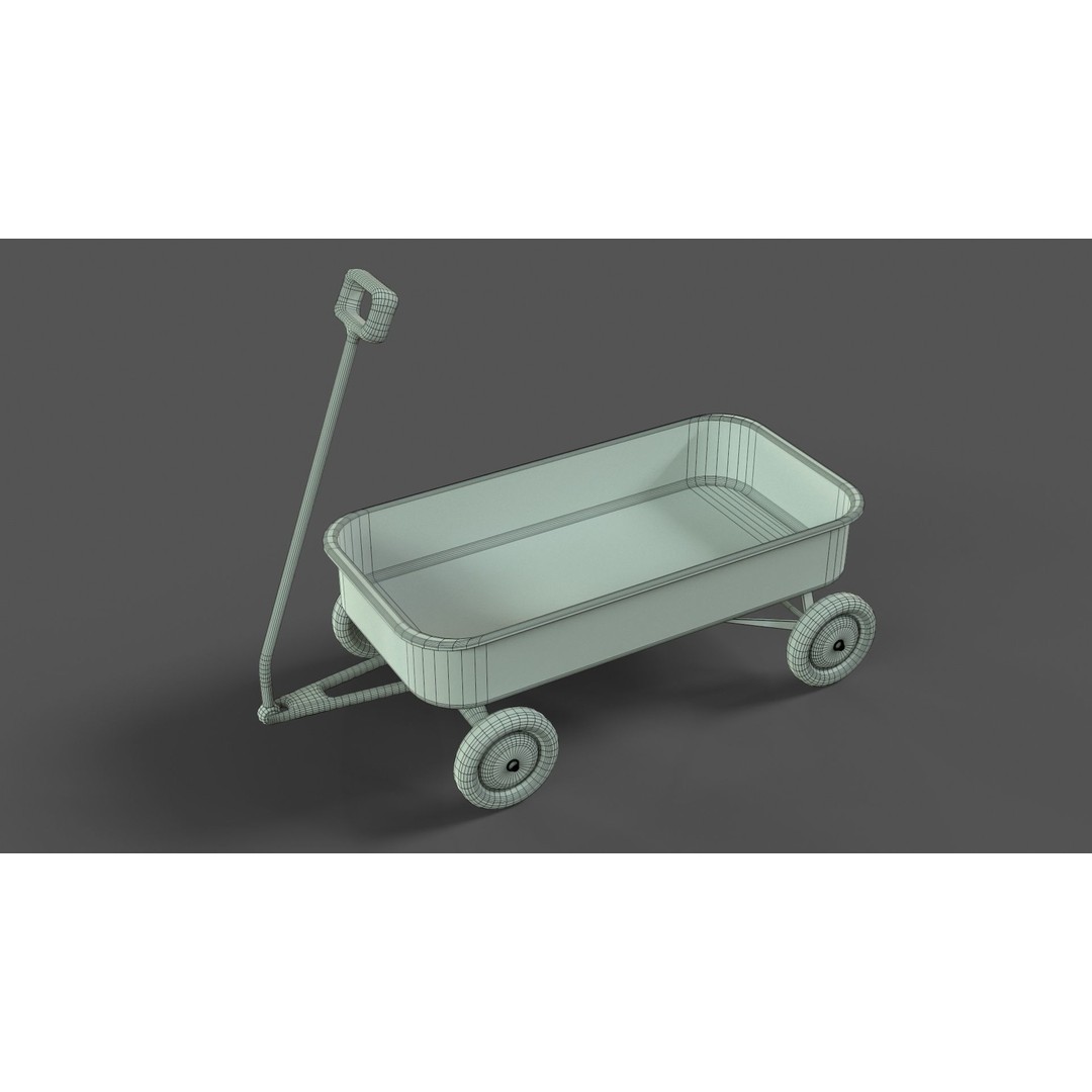 Red Wagon 3D Model – Low Poly Toy with PBR Textures, FBX, OBJ - View 16