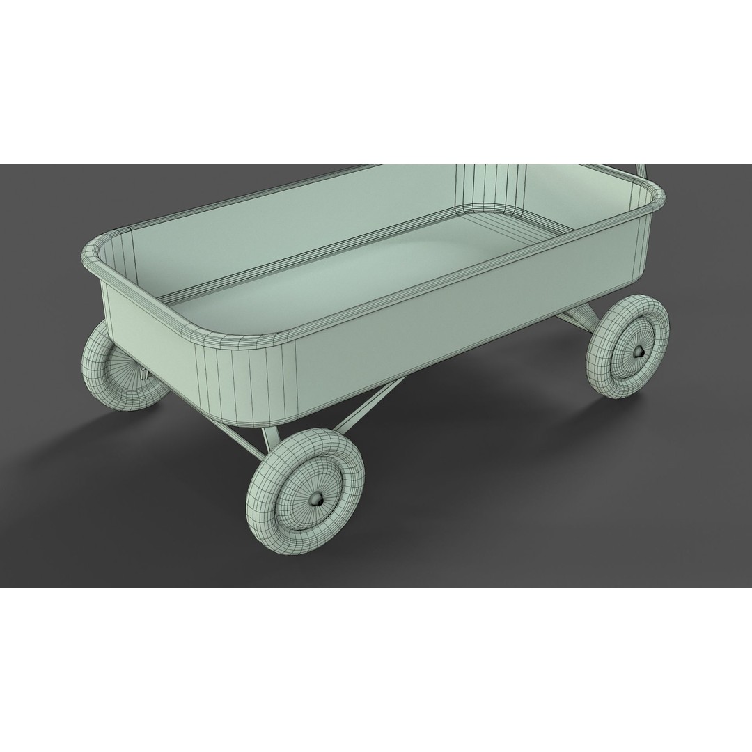 Red Wagon 3D Model – Low Poly Toy with PBR Textures, FBX, OBJ - View 17