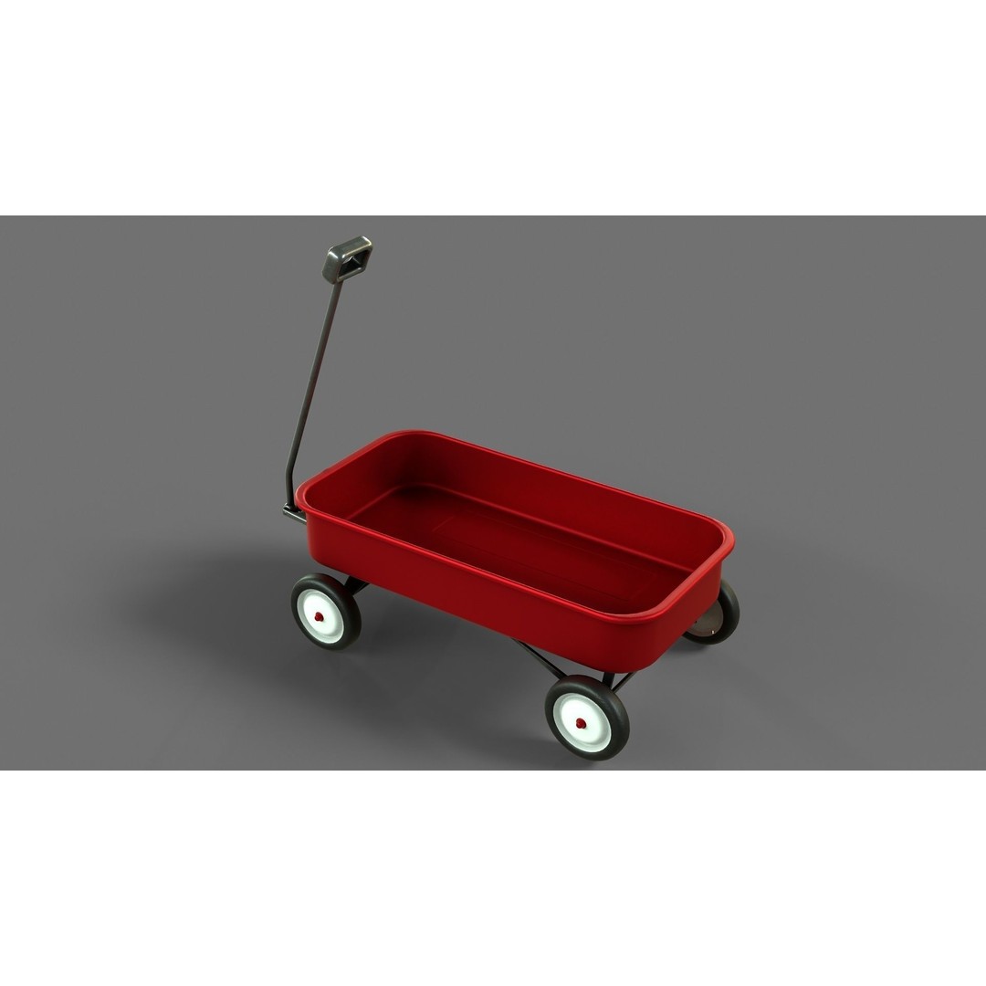 Red Wagon 3D Model – Low Poly Toy with PBR Textures, FBX, OBJ - View 5