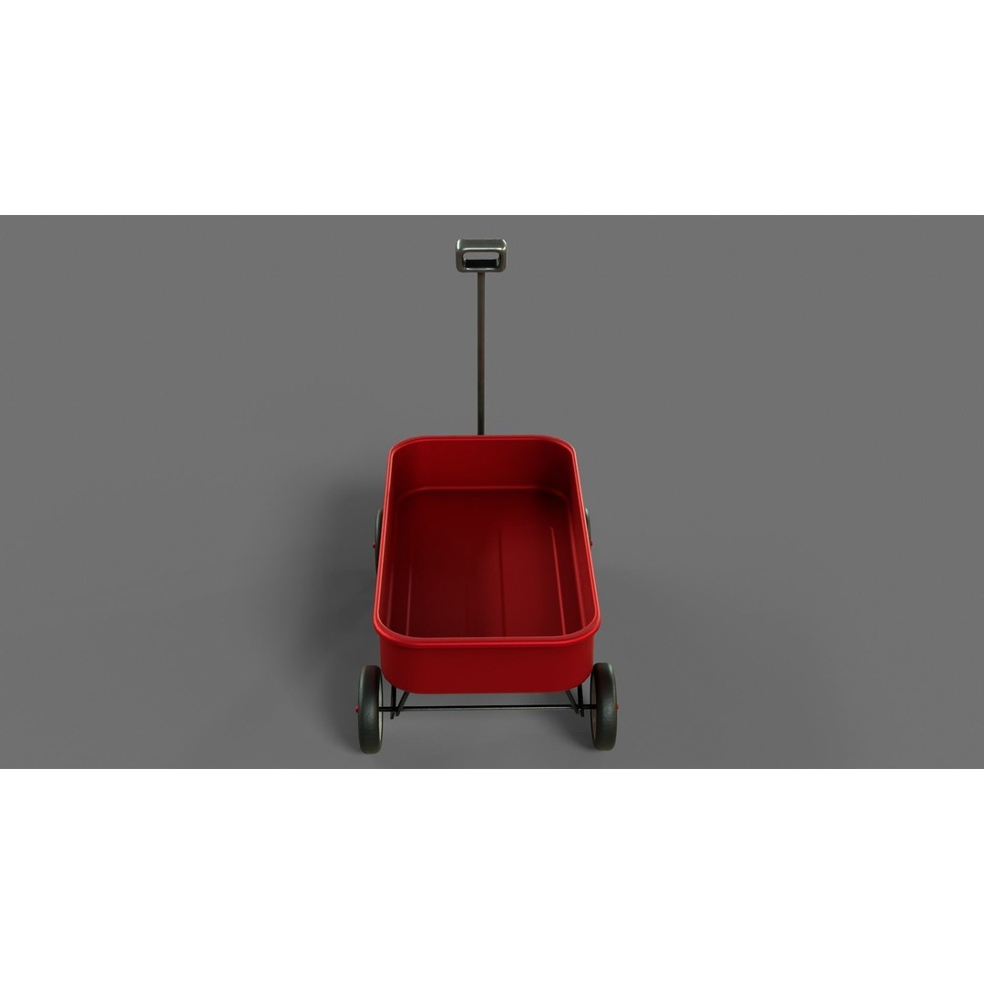 Red Wagon 3D Model – Low Poly Toy with PBR Textures, FBX, OBJ - View 6