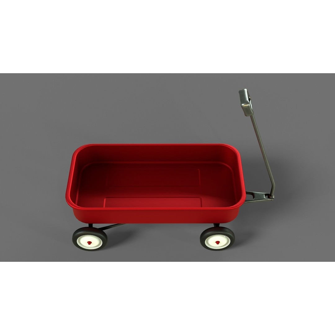 Red Wagon 3D Model – Low Poly Toy with PBR Textures, FBX, OBJ - View 8