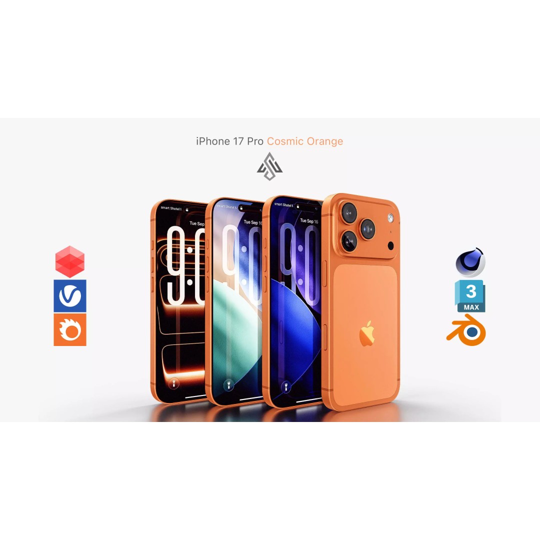 Apple iPhone 17 Pro Cosmic Orange 3D Model – High Poly PBR Asset, FBX & OBJ - View 2