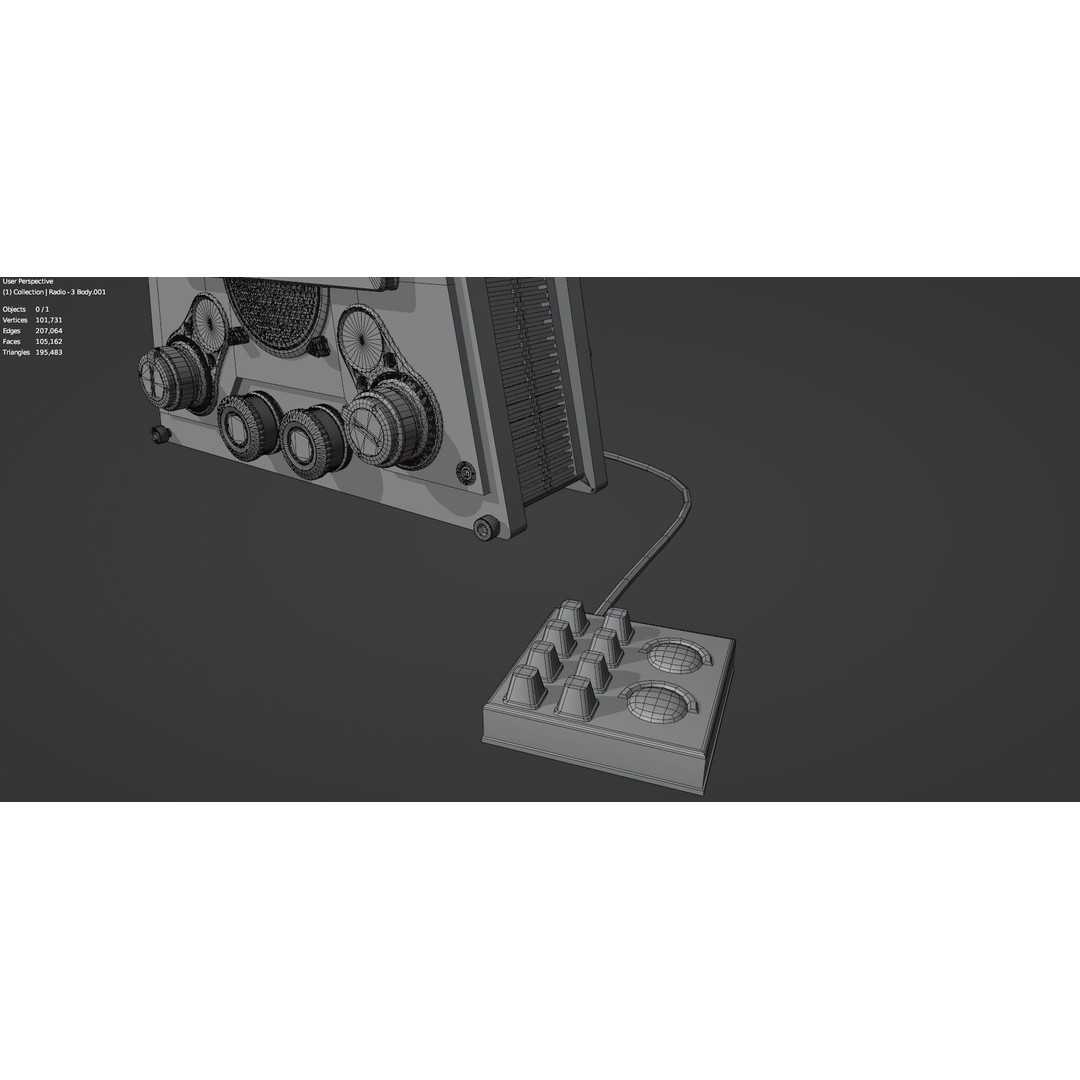 Vintage Retro Radio 3D Model – High Poly PBR Asset, FBX, OBJ