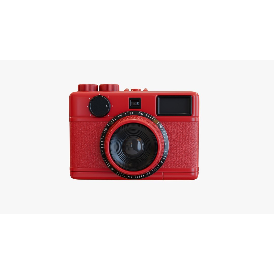 Red Film Camera 3D Model – Retro Design, PBR Textures, FBX - View 3