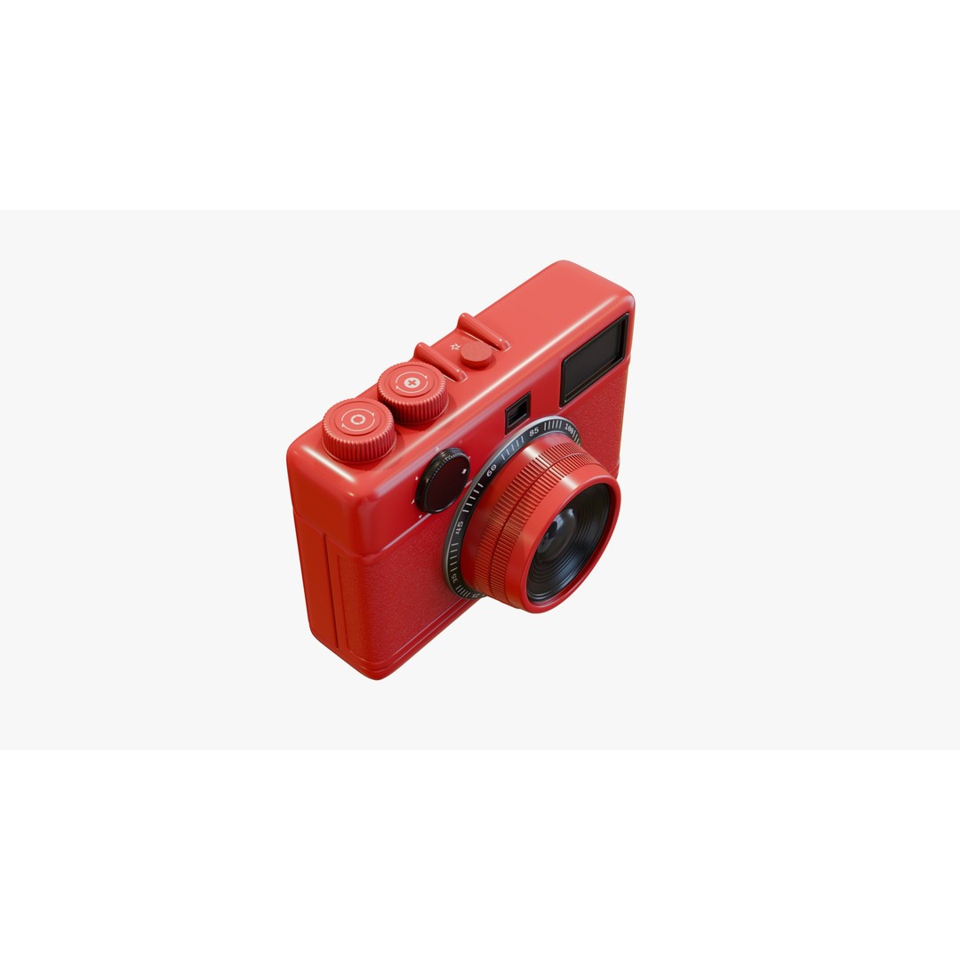 Red Film Camera 3D Model – Retro Design, PBR Textures, FBX - View 6