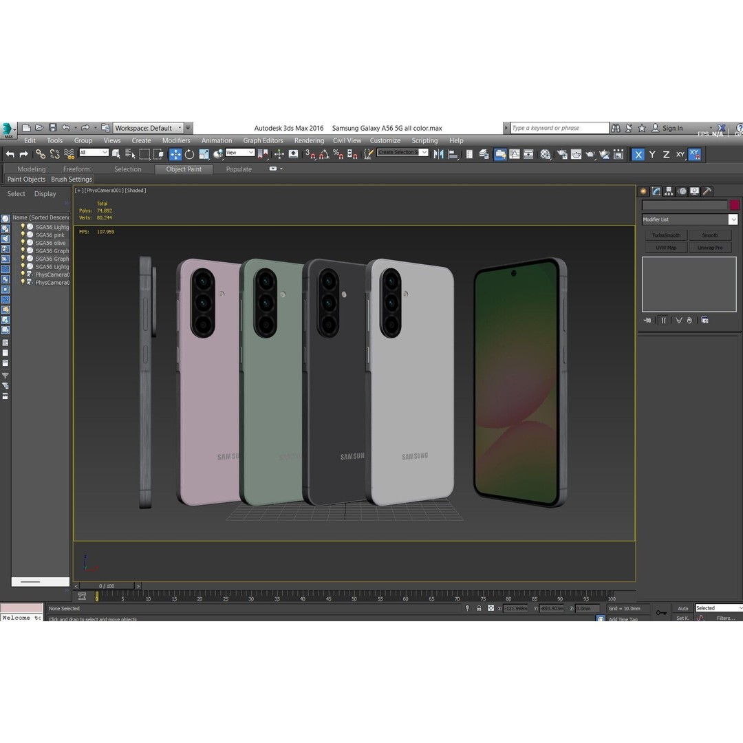 Samsung Galaxy A56 5G 3D Model – Low Poly Game Asset, FBX, OBJ - View 38
