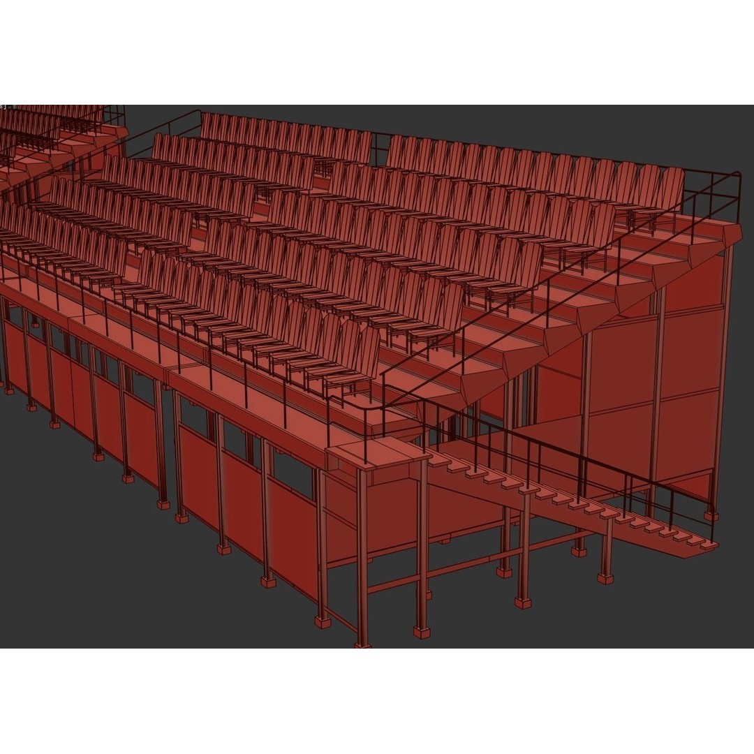 Audience Stands Pack 3D Model – Low Poly Game Asset, PBR Textures
