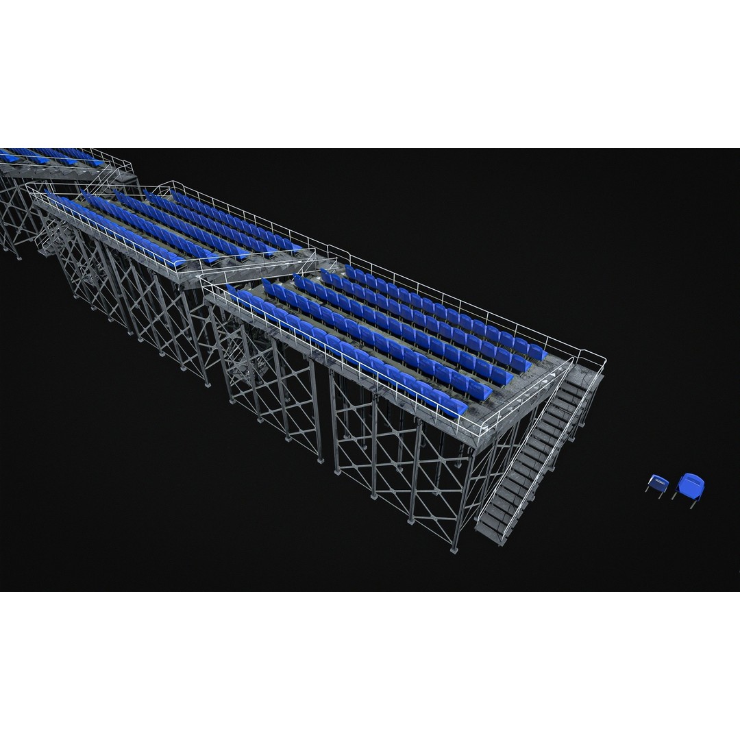 Audience Stands Pack 3D Model – Low Poly Game Asset, PBR Textures - View 11