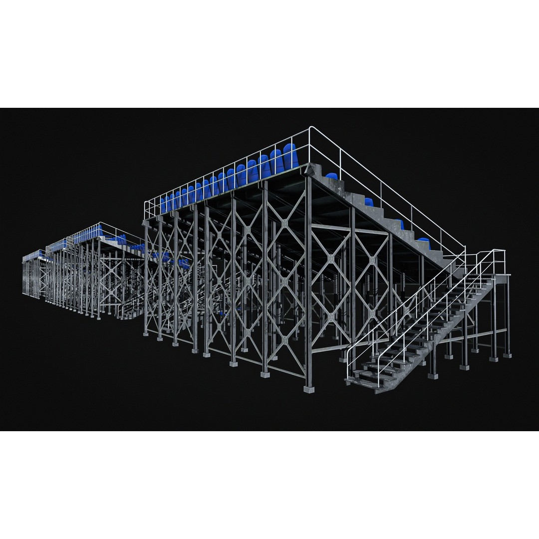Audience Stands Pack 3D Model – Low Poly Game Asset, PBR Textures - View 12
