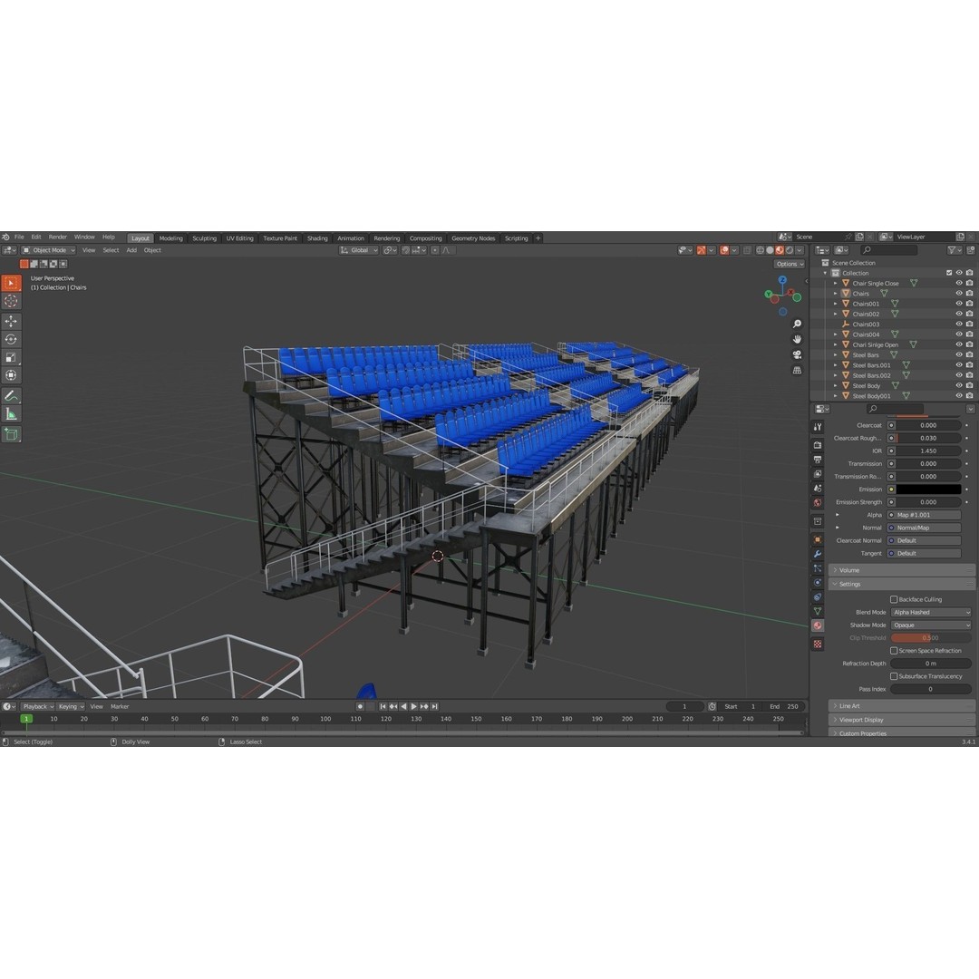 Audience Stands Pack 3D Model – Low Poly Game Asset, PBR Textures - View 13