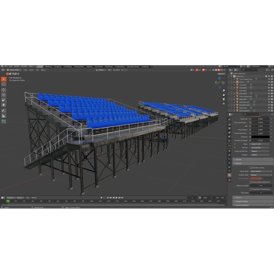 Audience Stands Pack 3D Model – Low Poly Game Asset, PBR Textures - View 14