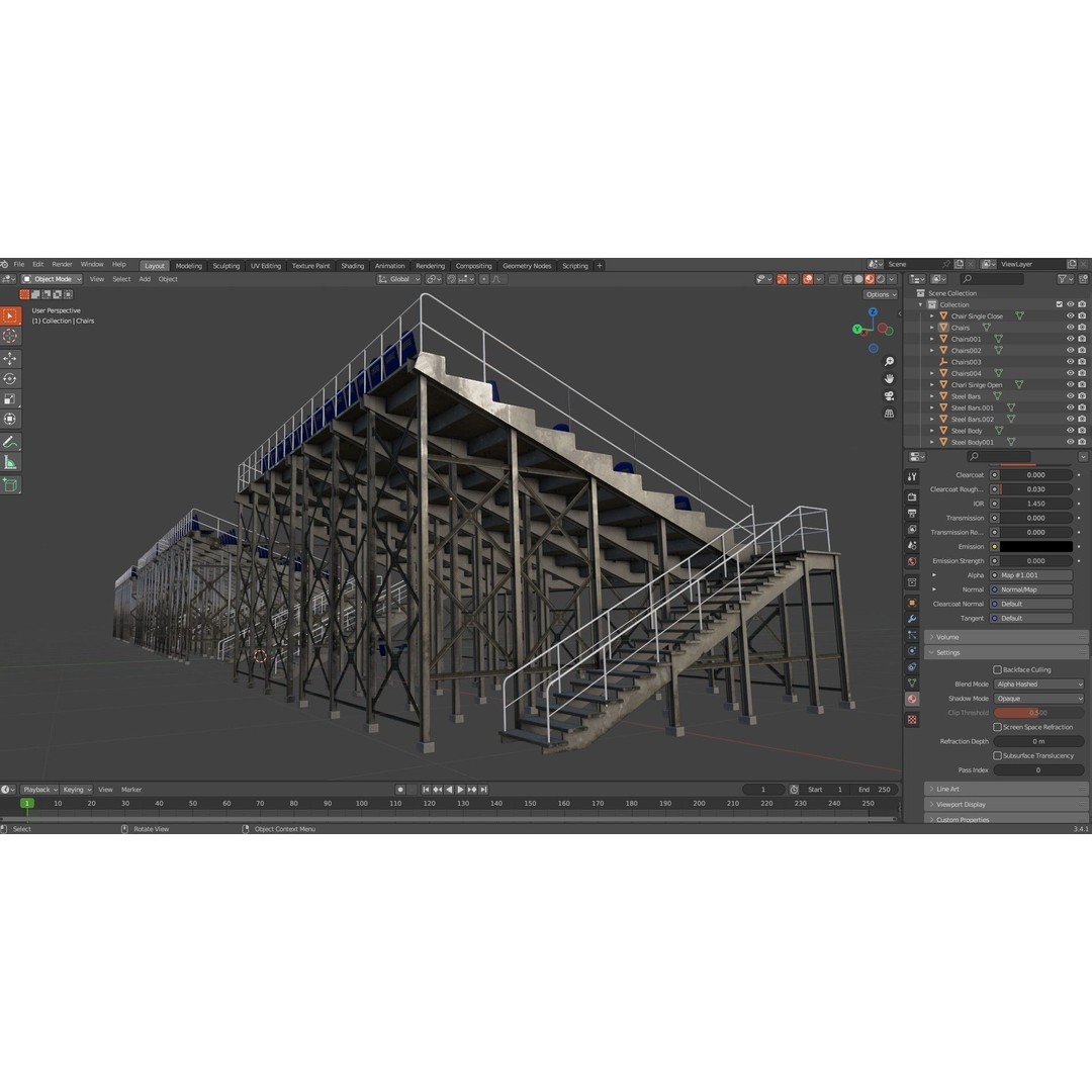 Audience Stands Pack 3D Model – Low Poly Game Asset, PBR Textures - View 15